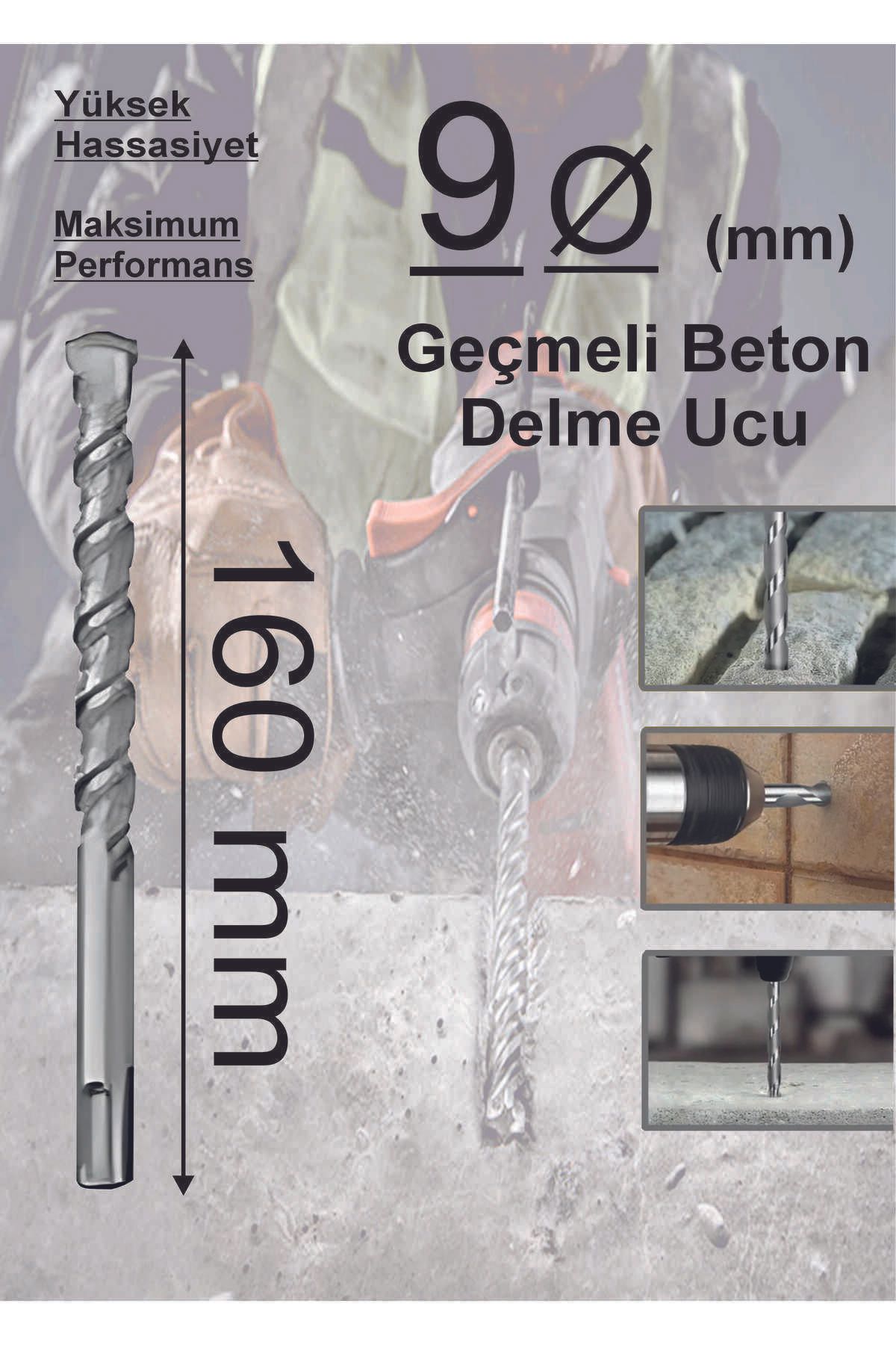 Dempol 9x160mm Geçmeli MatkapUcu (Beton)