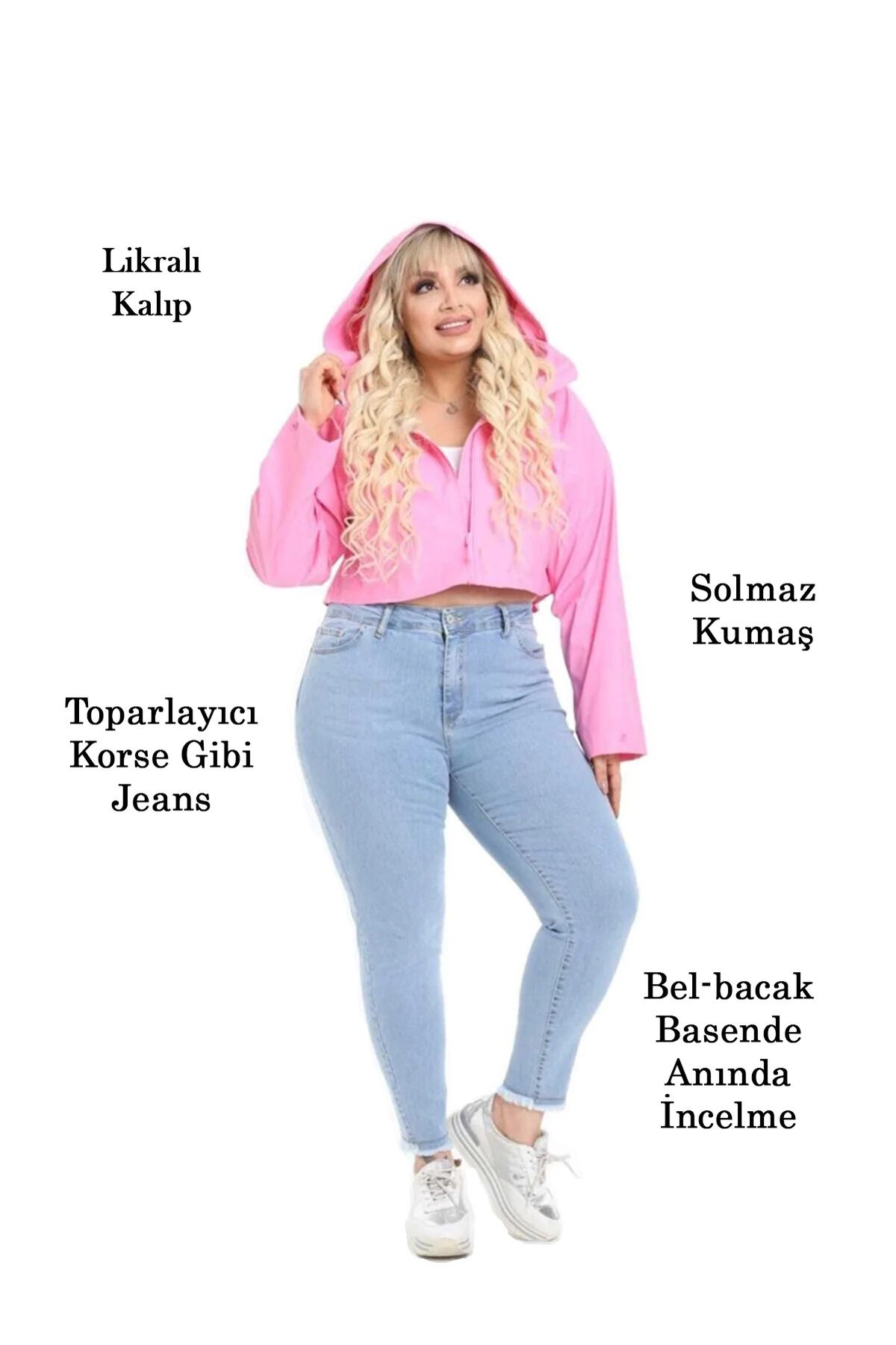 CEDY DENIM Kadın Buz MaviBüyük Beden Skinny F...