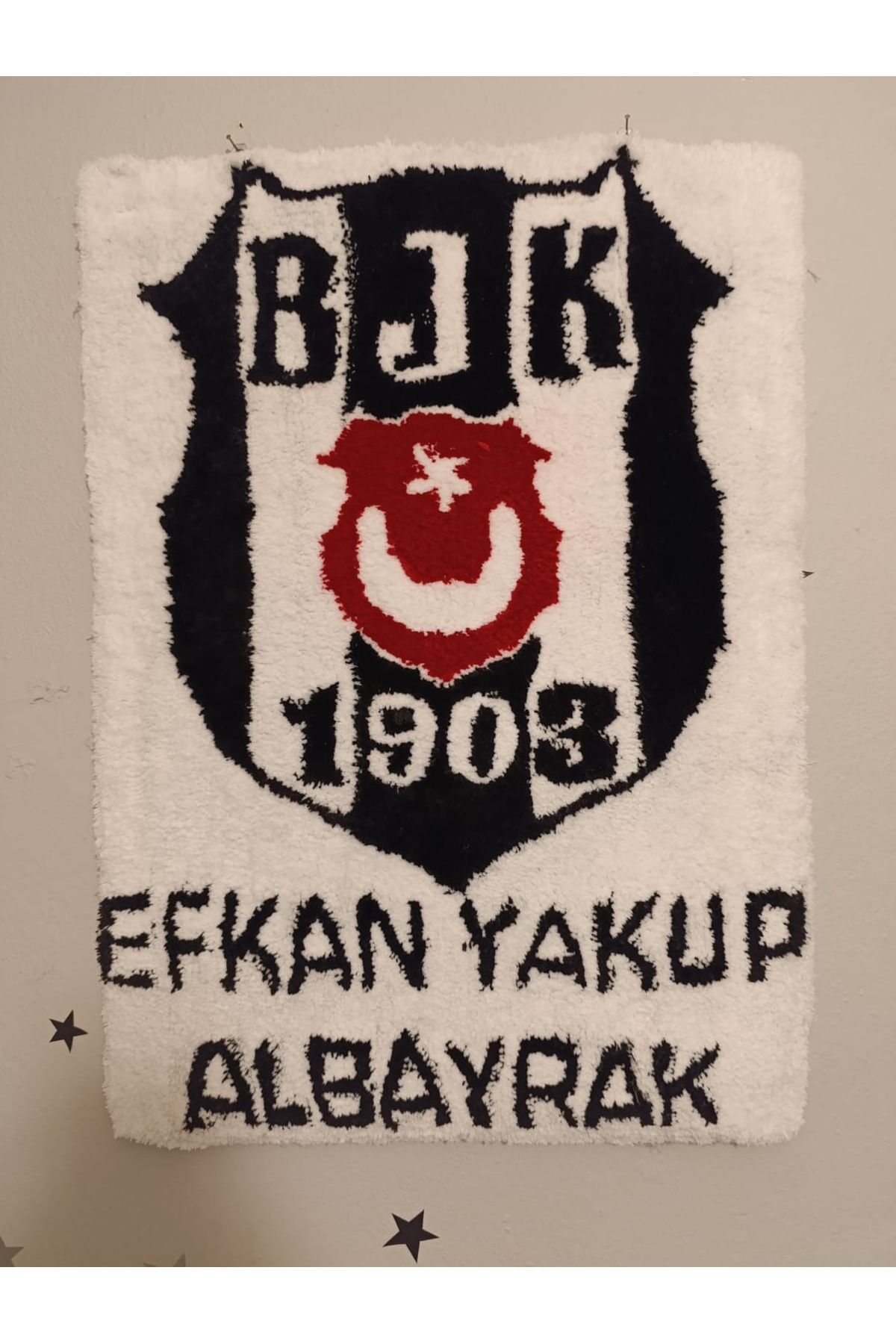 FUTBOL LOGOLU + İSİM SOY İSİM DUVAR HALISI 50x70cm