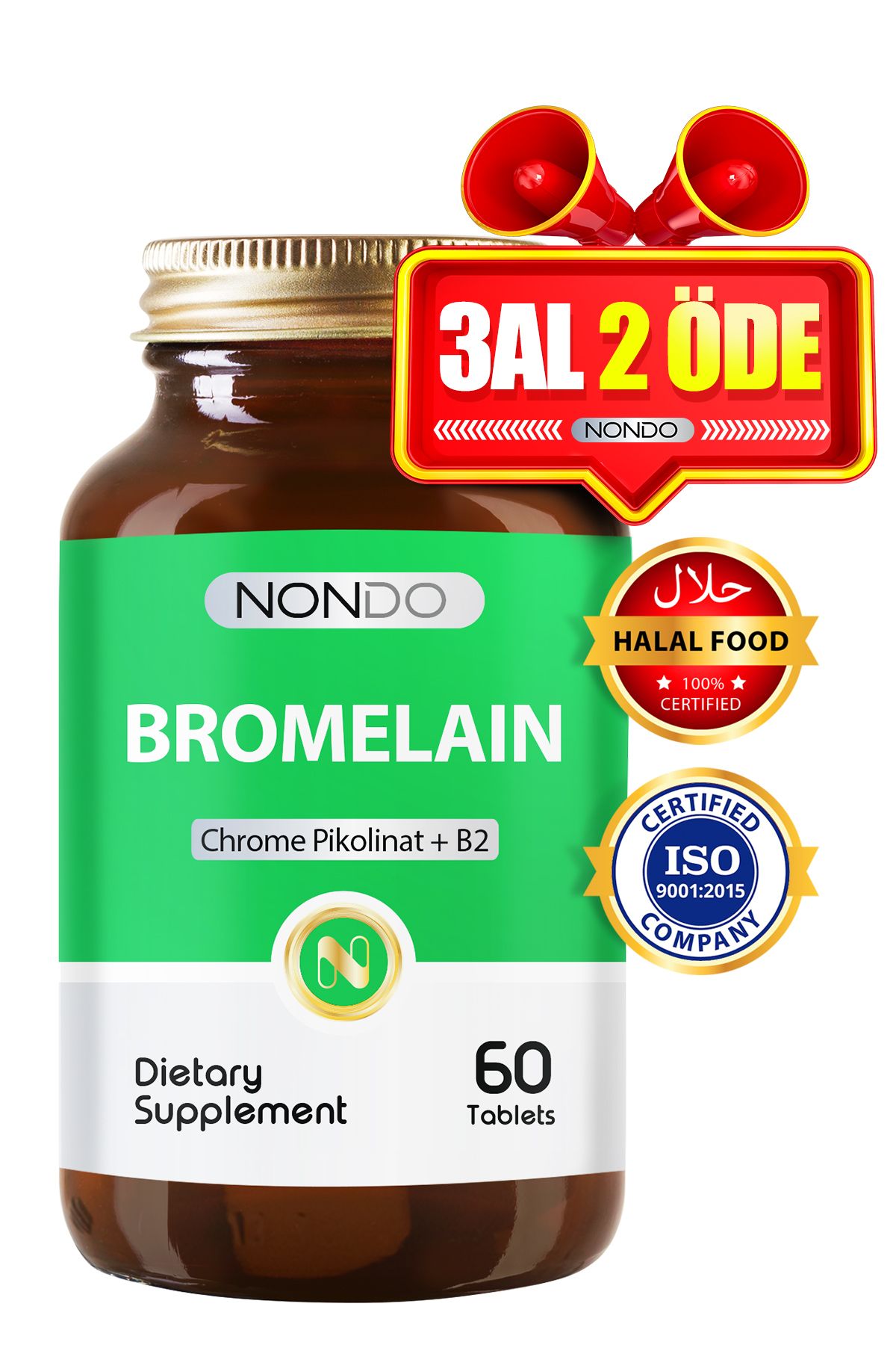 Nondo Bromelain 2400 Gdu750mg Krom Pikolinat...