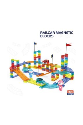 Learning Fun Railcar Manyetik Stem Oyuncak Bloklar Seti 154 Parça Arabalı Railcar Magnetic Blocks Image 0