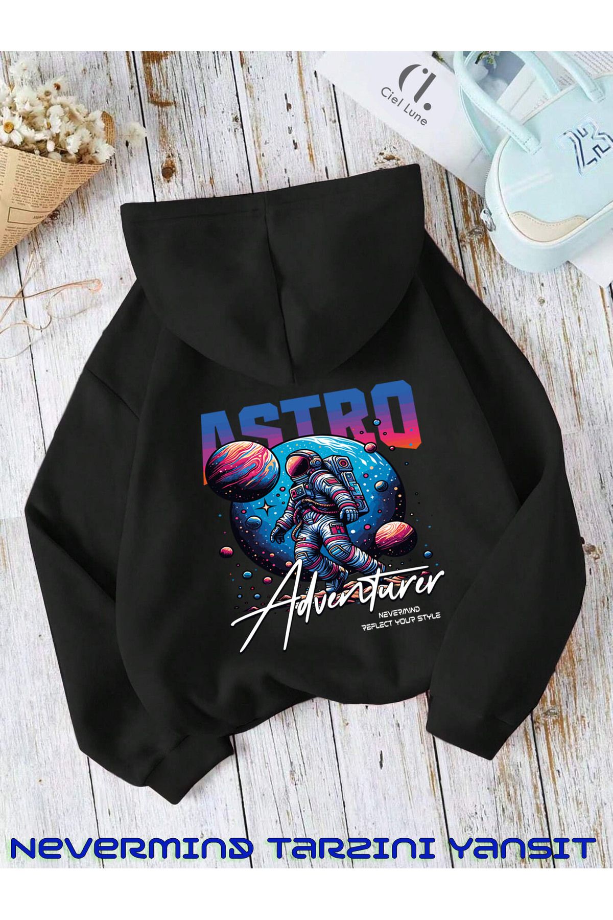 NEVERMIND Unisex Astro SırtBaskılı Oversize B...