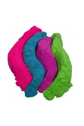 4 Renk Kinetik Kum Seti 1 Kg - Kalıp Hediyeli Eğlenceli Eğitici Oyun Kumu Image 4