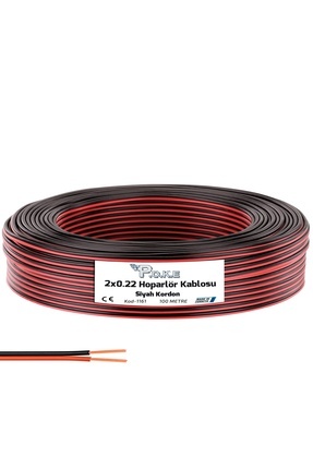 2x0.22 Kordon Hoparlör Kablosu Siyah 100mt Poke Pk-1161 Image 0