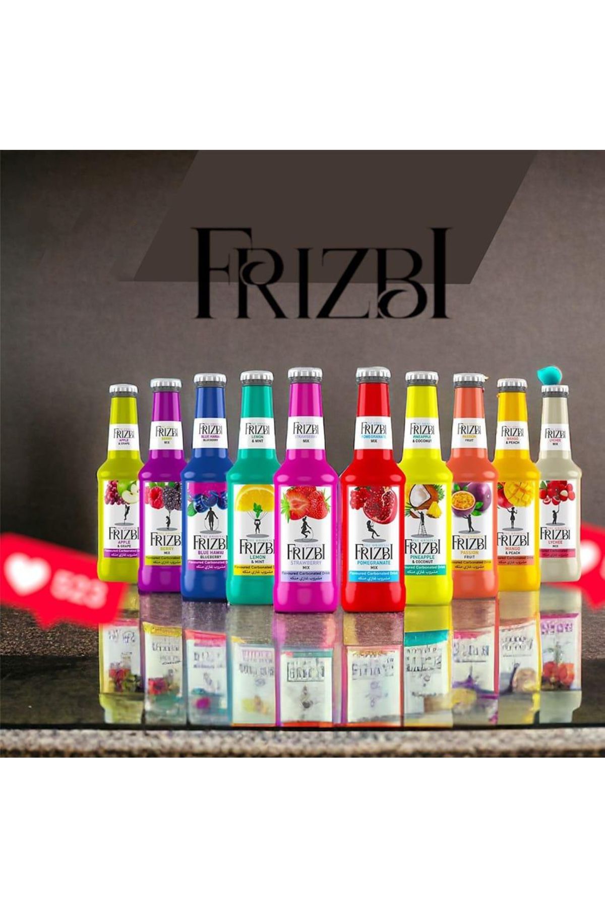 FRIZBI Aromalı Gazlı İçecek - Yaban mersini Gazoz - blueberry (6 ADET)