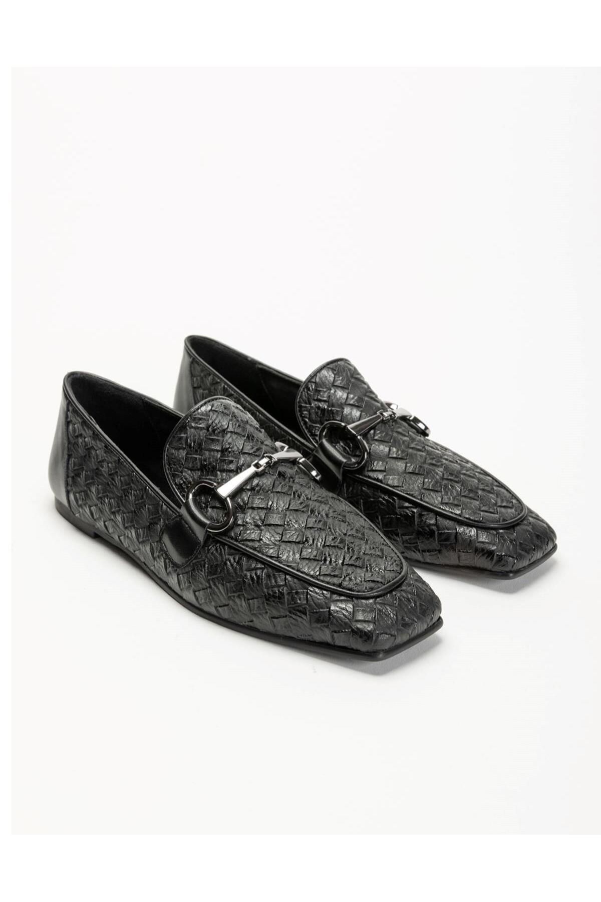 Wicker Toka Detaylı Hasır Kadın Loafer -