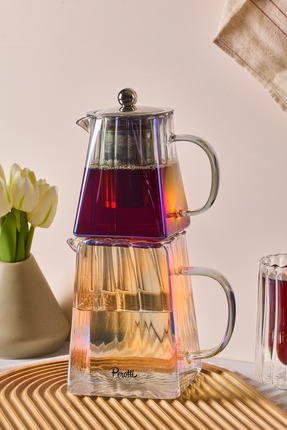 Pauline Luster Borosilikat Cam Çaydanlık Takımı 550 ml Demlik 1000 ml Suluk Image 0