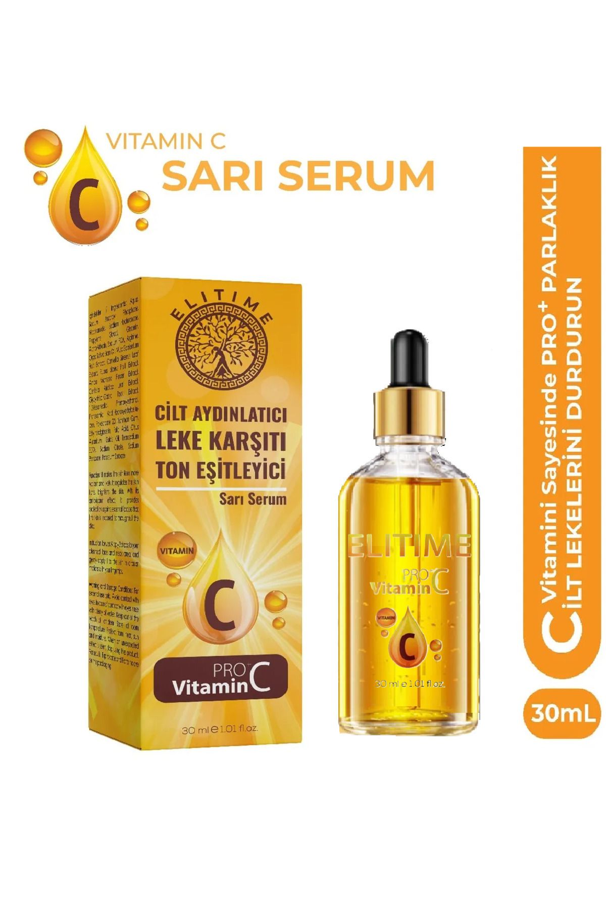 C VİTAMİNİ SARI SERUM Aydınlatıcı Ve Ton Eşitleyici Bakım Serumu 30 ml %10 Vitamin C &Ferulik Asit