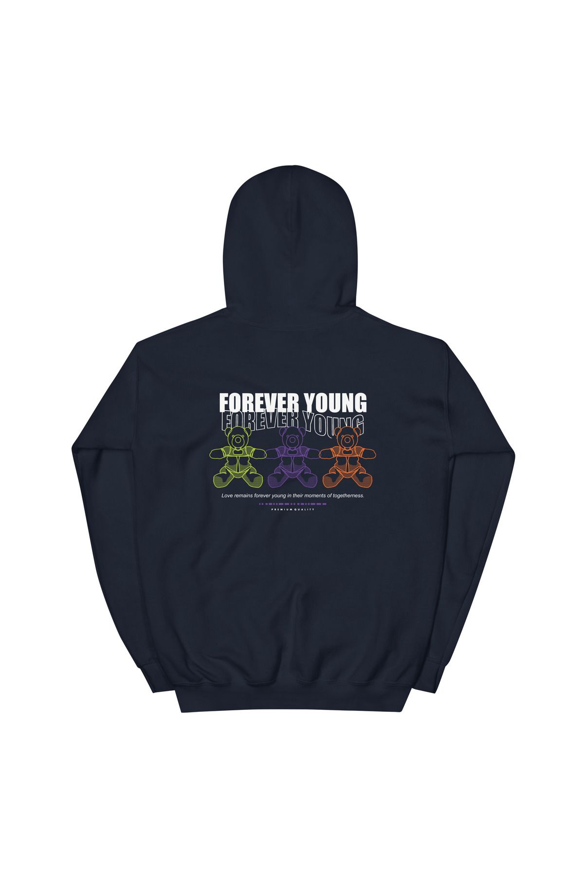 Unisex Forever Young Baskılı Lacivert Sweatshirt