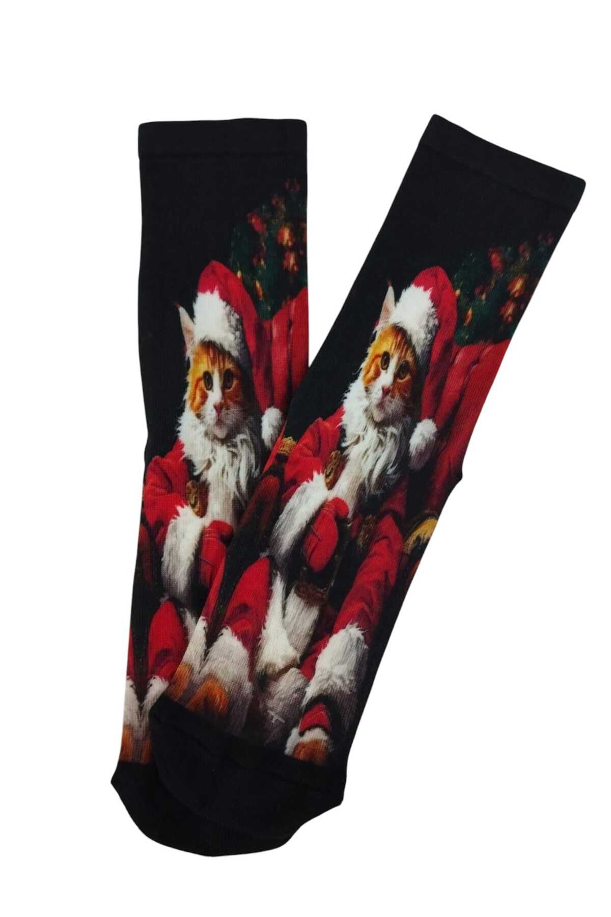 JENES Noel Baba Kedi YılbaşıÇorabı - Unisex