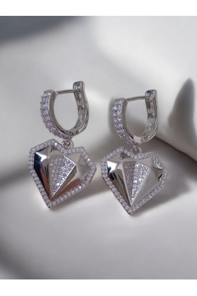 Z&D Accessory 316L Çelik Gold Kararmaz Zirkon Taşlı Kalpli Küpe Image 0