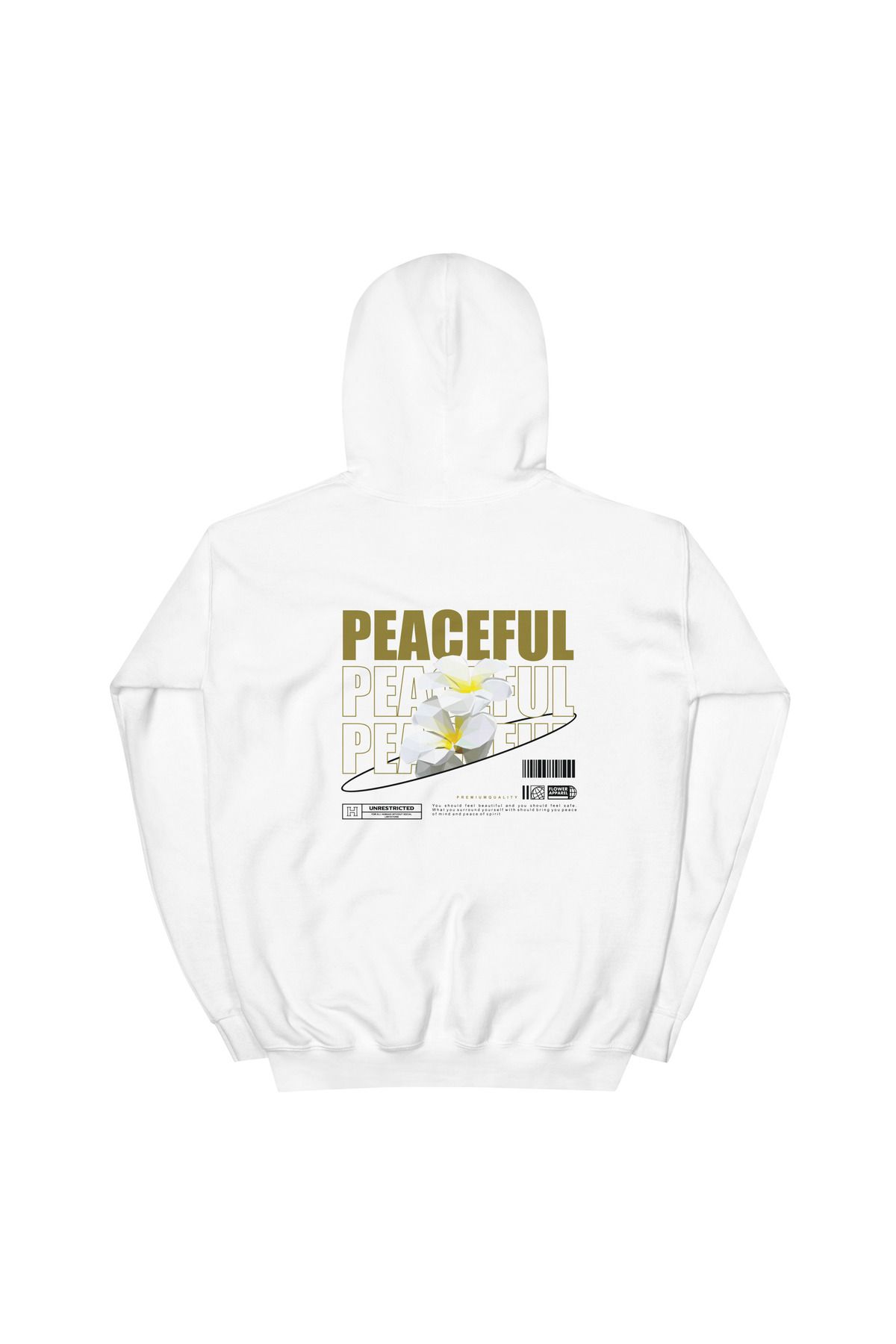 Unisex Peaceful Baskılı Beyaz Sweatshirt