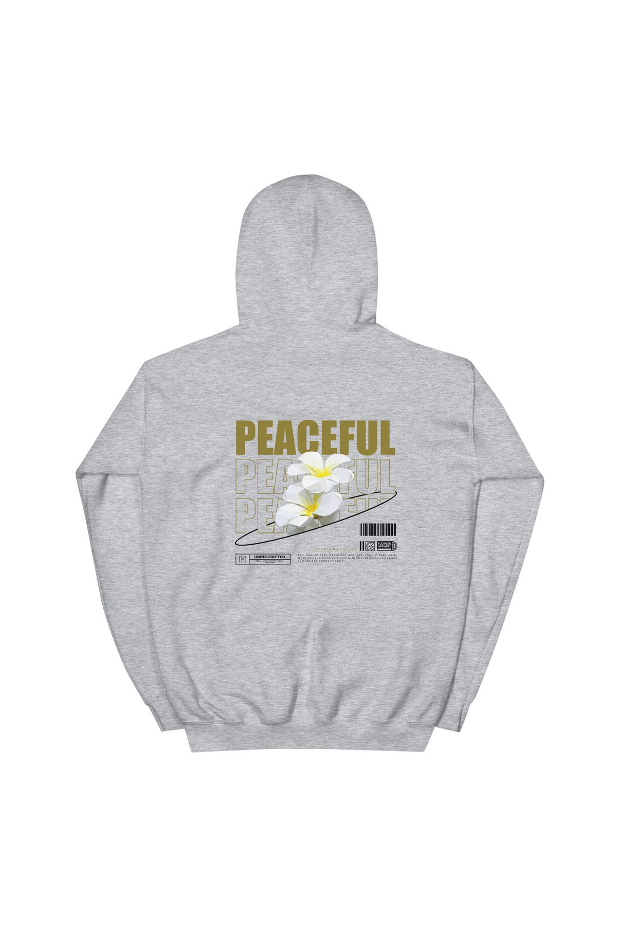 Unisex Peaceful Baskılı Gri Sweatshirt