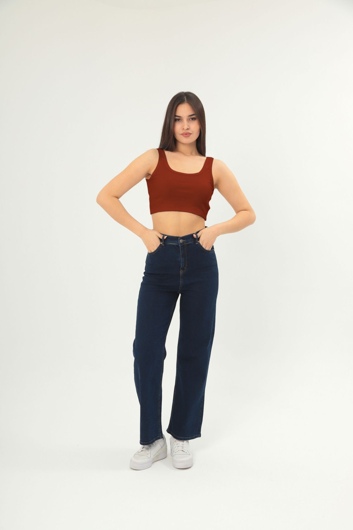 FRANCO RENZO Kadın AskılıCrop Top Bluz