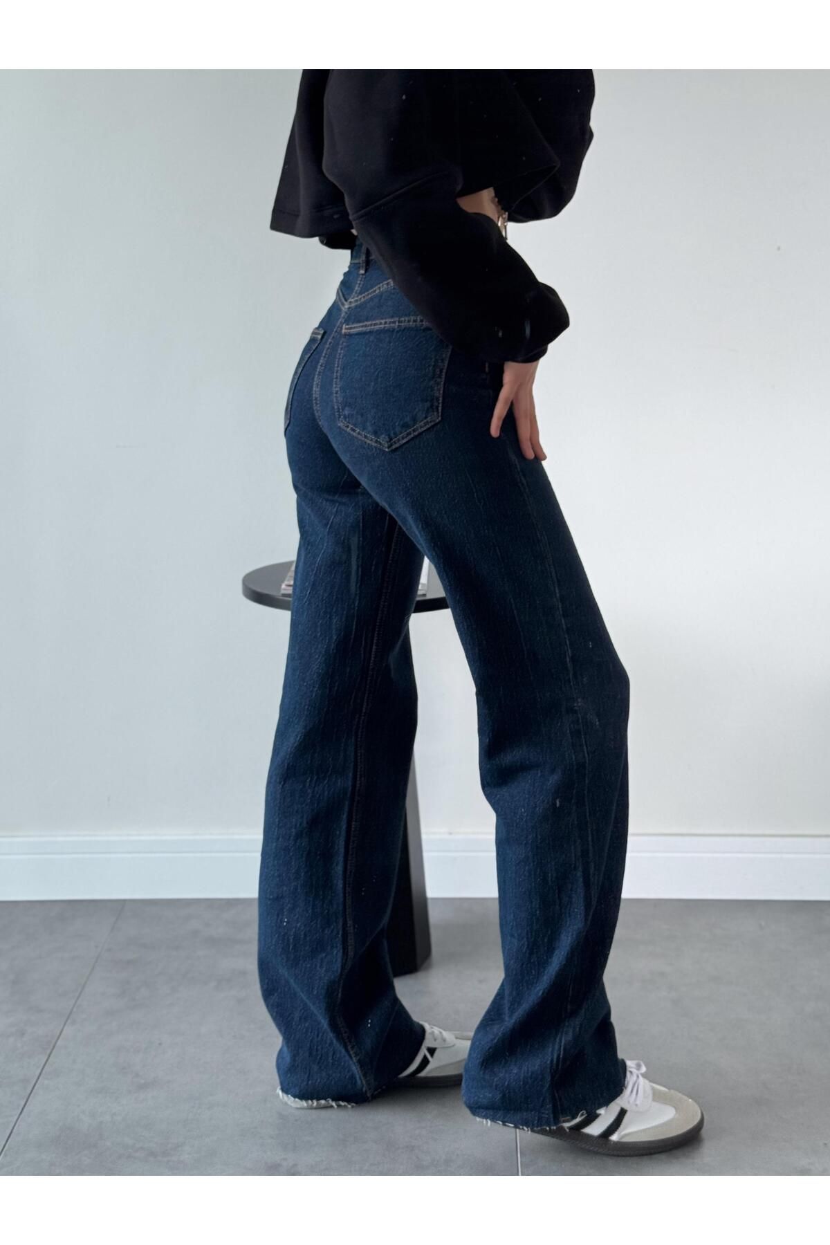 Mirra Ultra Yüksek Bel Lacivert Wide Leg Jean-Four