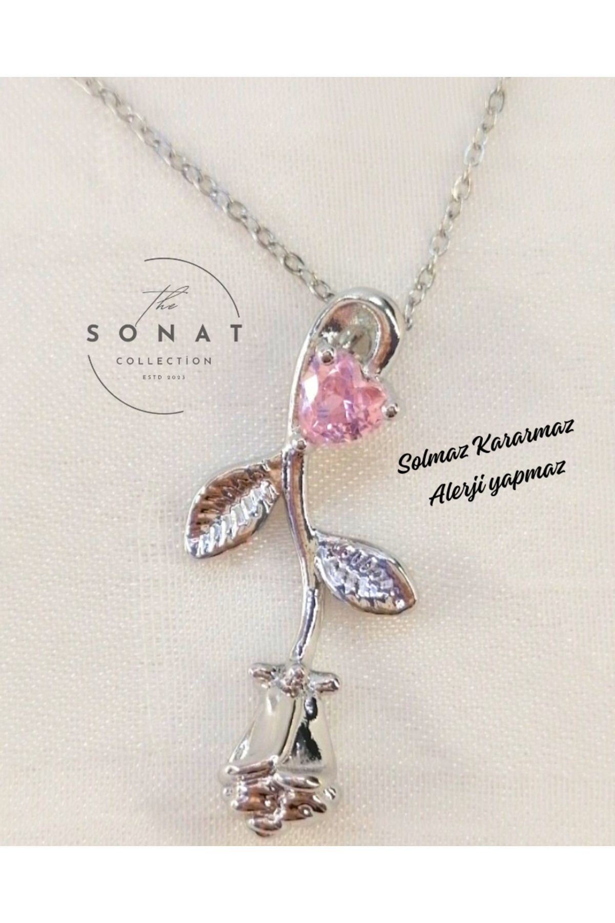 Sonat Collection StainlessGül 14 k Gümüş Renk...