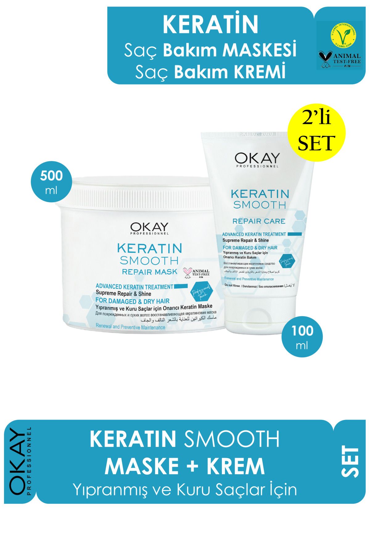 Okay Keratin Smooth OnarıcıSaç Maskesi 500 Ml...