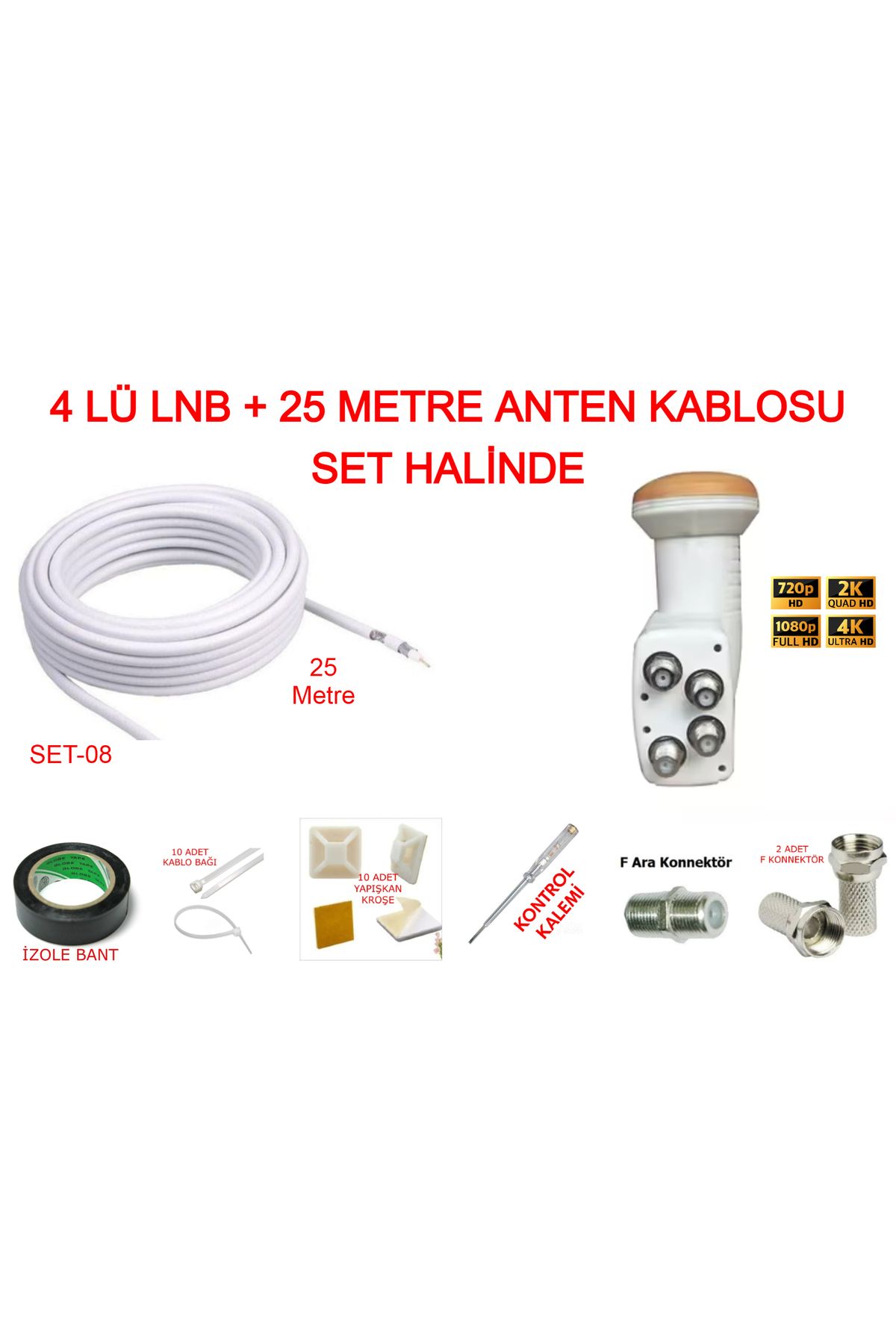 REWEL DÖRTLÜ LNB ve 25 METREANTEN KABLOSU SET...