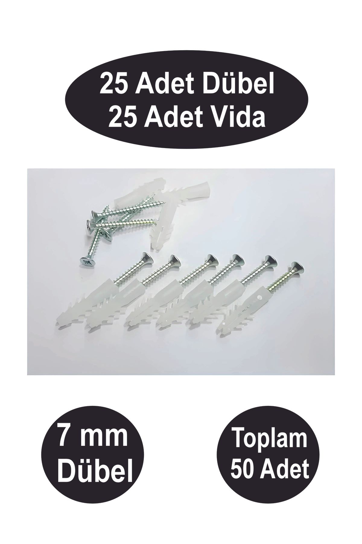 Dempol Vida Dübel Seti (25Adet Vida + 25 Adet...