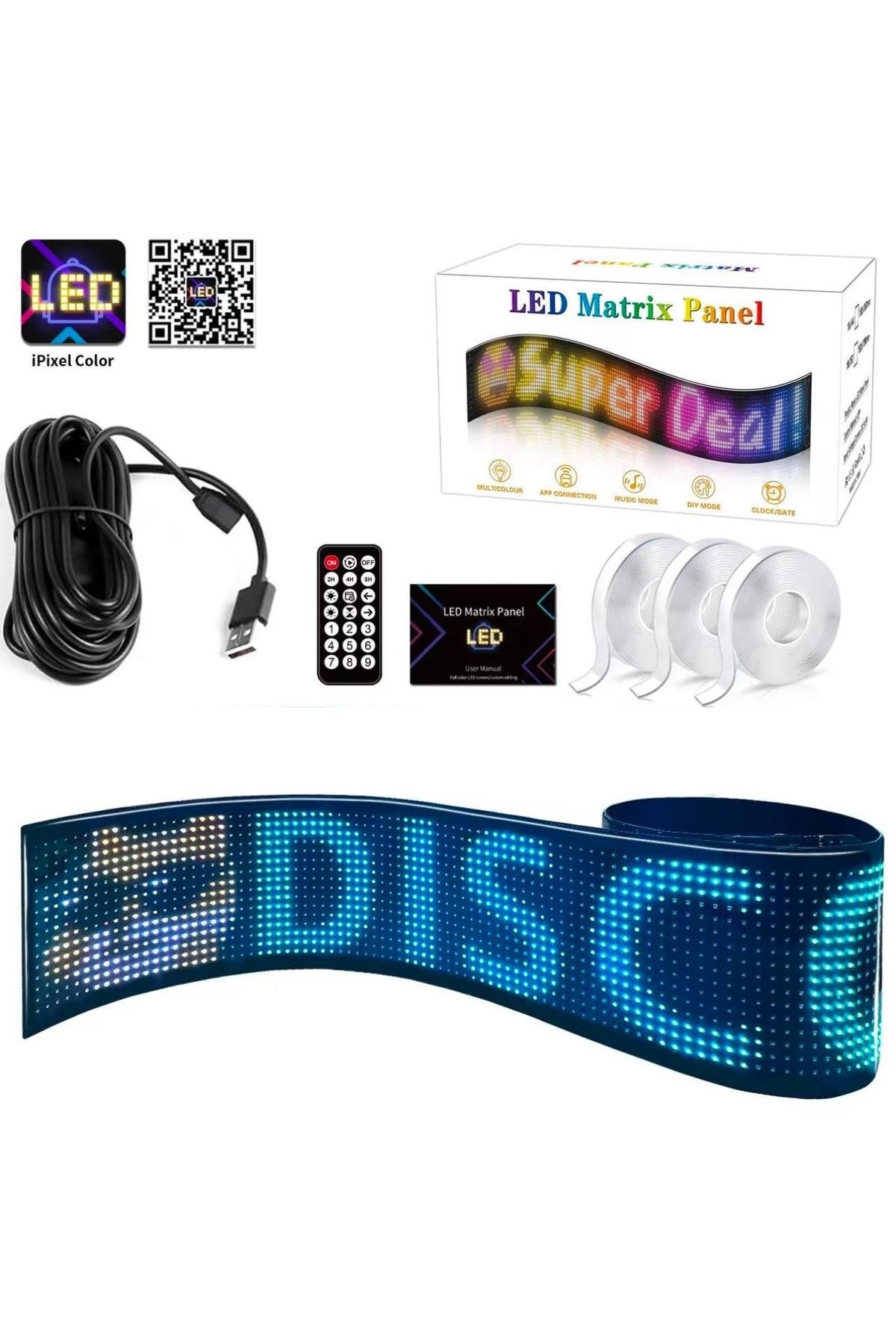 Matrix LED Panel Cama Yapışan Telefon Kontrollü Otomobil Led,Tırcı Kamyon Led Uznluk17cm-Geniş7cm