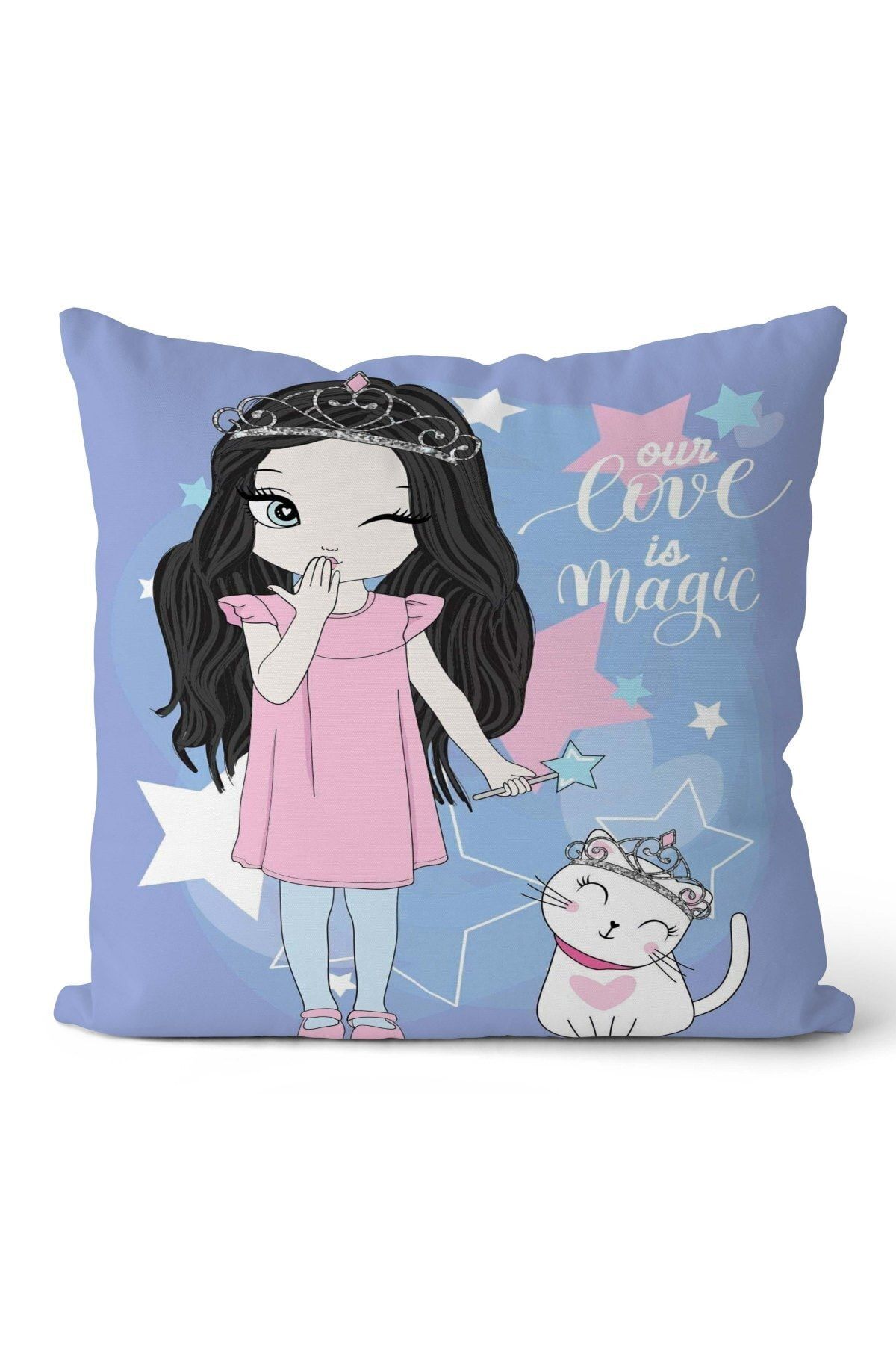 SHOWY BABY Tatlı Kız Sevimli Kedi Desenli Çocuk Odası Kırlent