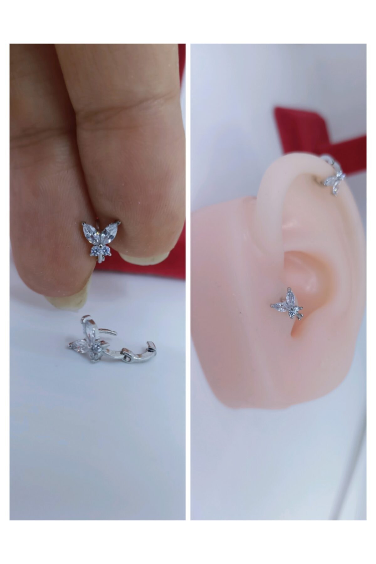Arescollection Cerrahi Çelik Mini Kelebek Halka Tragus Piercing