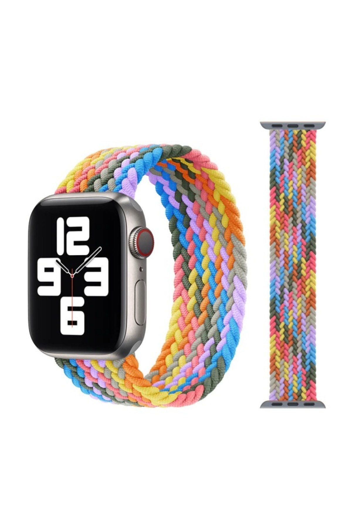 Hayal Kılıf Rainbow Blue Apple Watch 1-2-3-4-5-6-se Uyumlu Solo Örme Loop Kordon 38-40mm