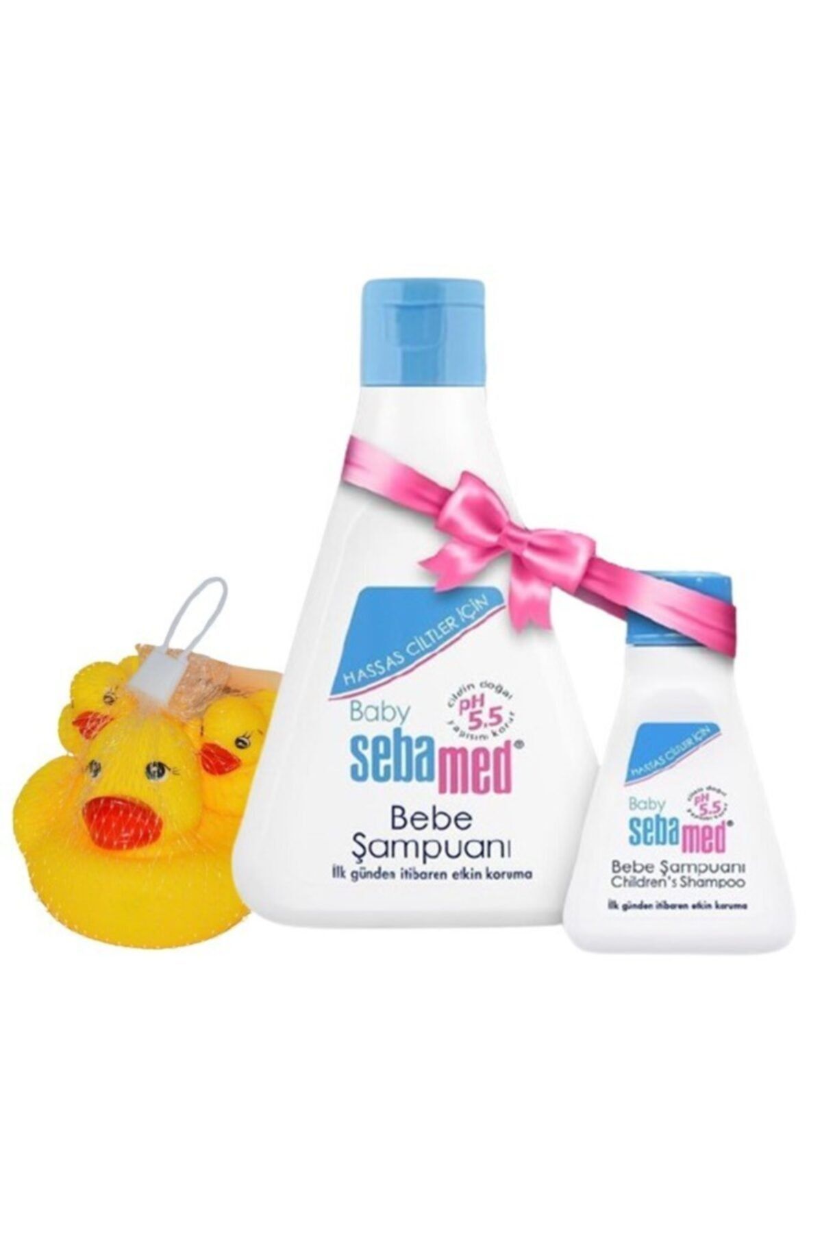 Sebamed Yenidoğan Bebek Şampuanı 250 ml 20 ml Seyahat Boy Hediye Yüzen Sesli Ördek Ailesi