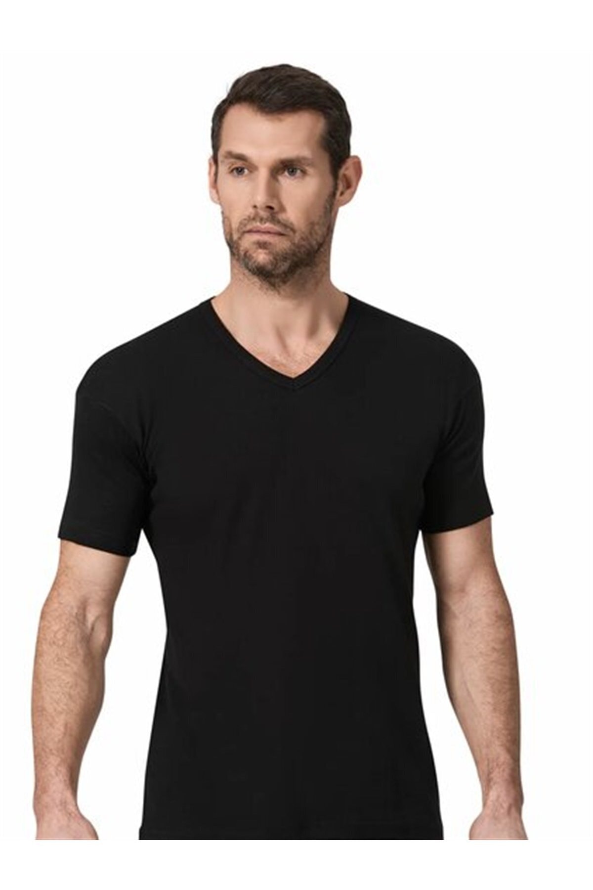 Namaldı 5 Adet Siyah Renk Ribana V Yaka Fanila