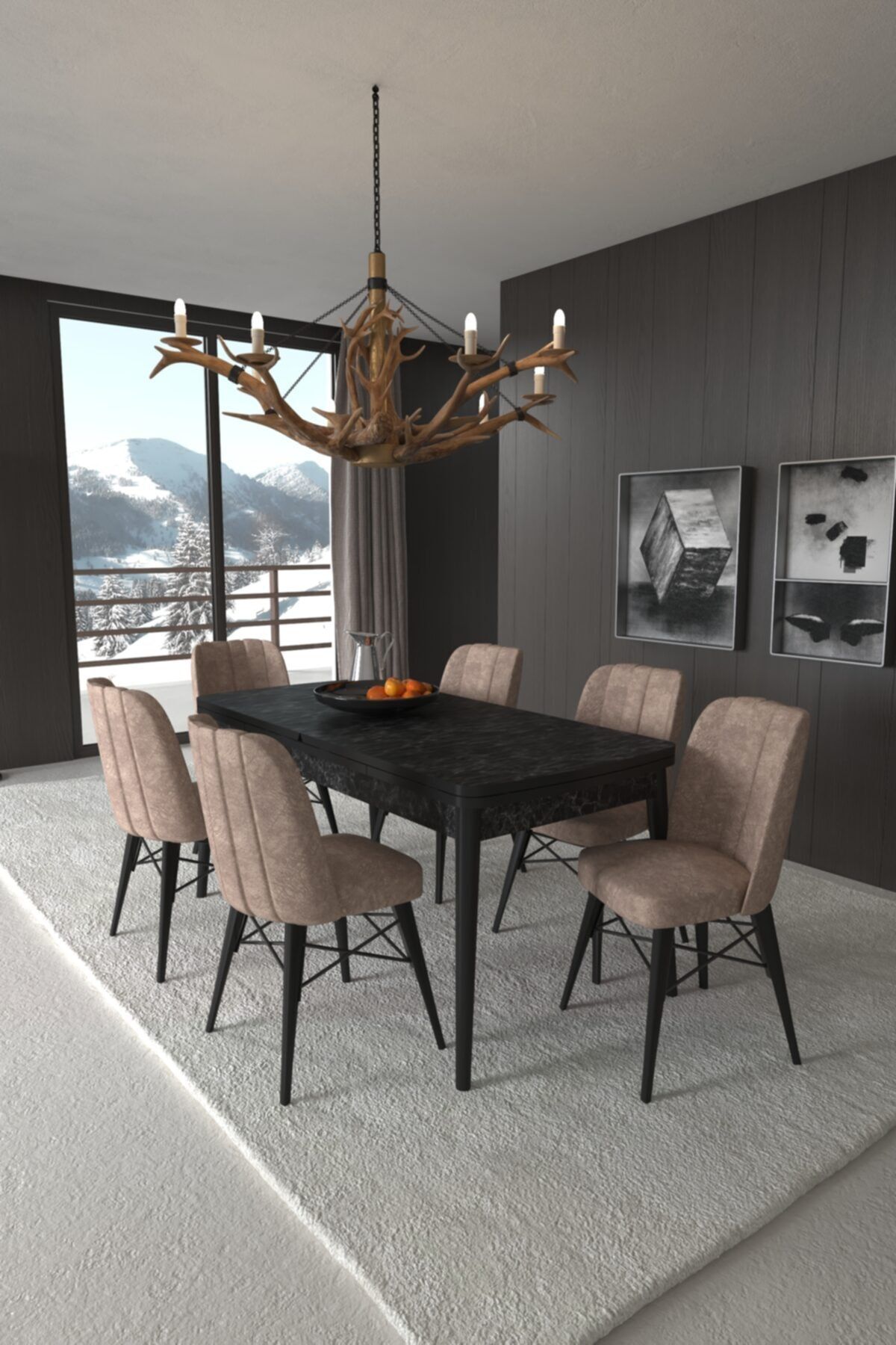GadaHome Arven 6'lı Kelebek Masa Mdf Tabla