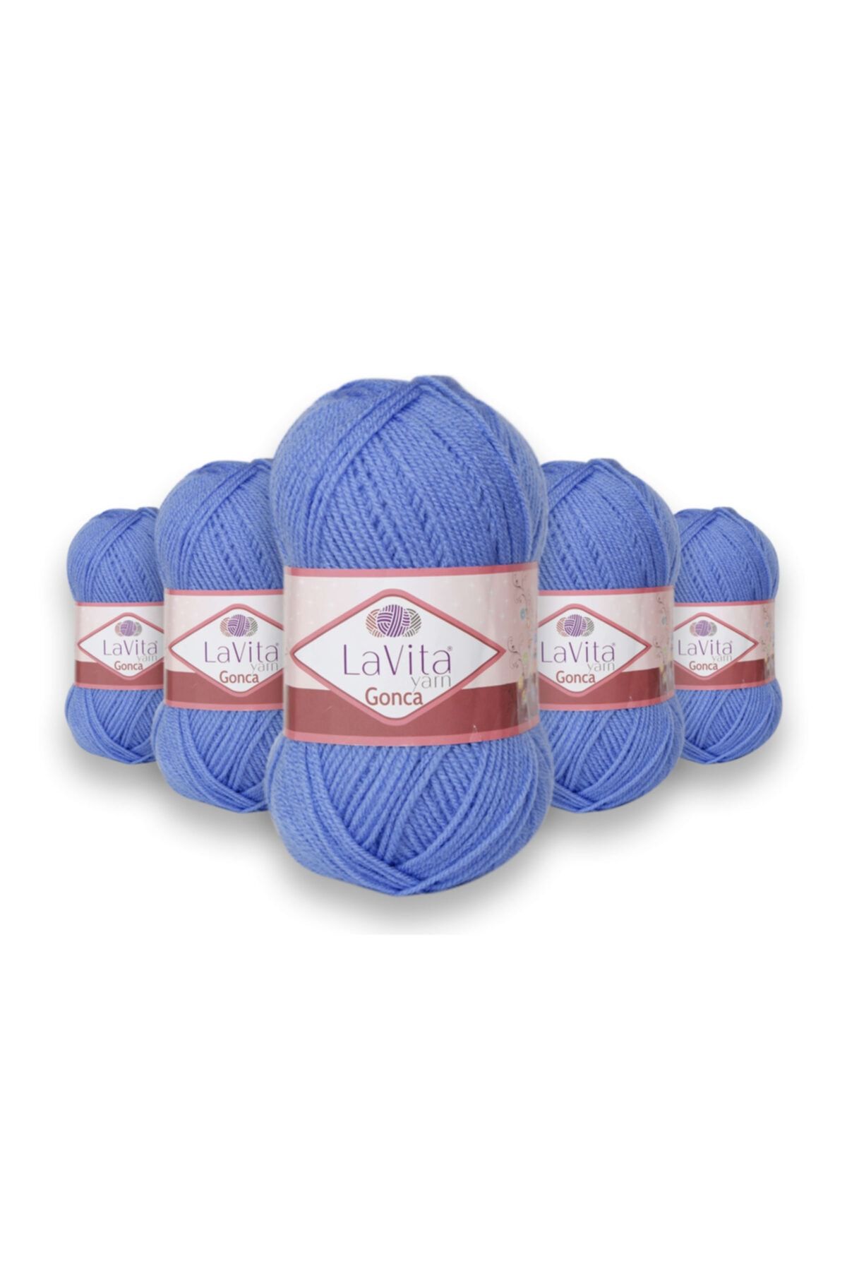 LaVita Yarn Gonca El Örgü Ipligi 5'li Paket Taka Yarn (5037-DATÇA MAVİ)