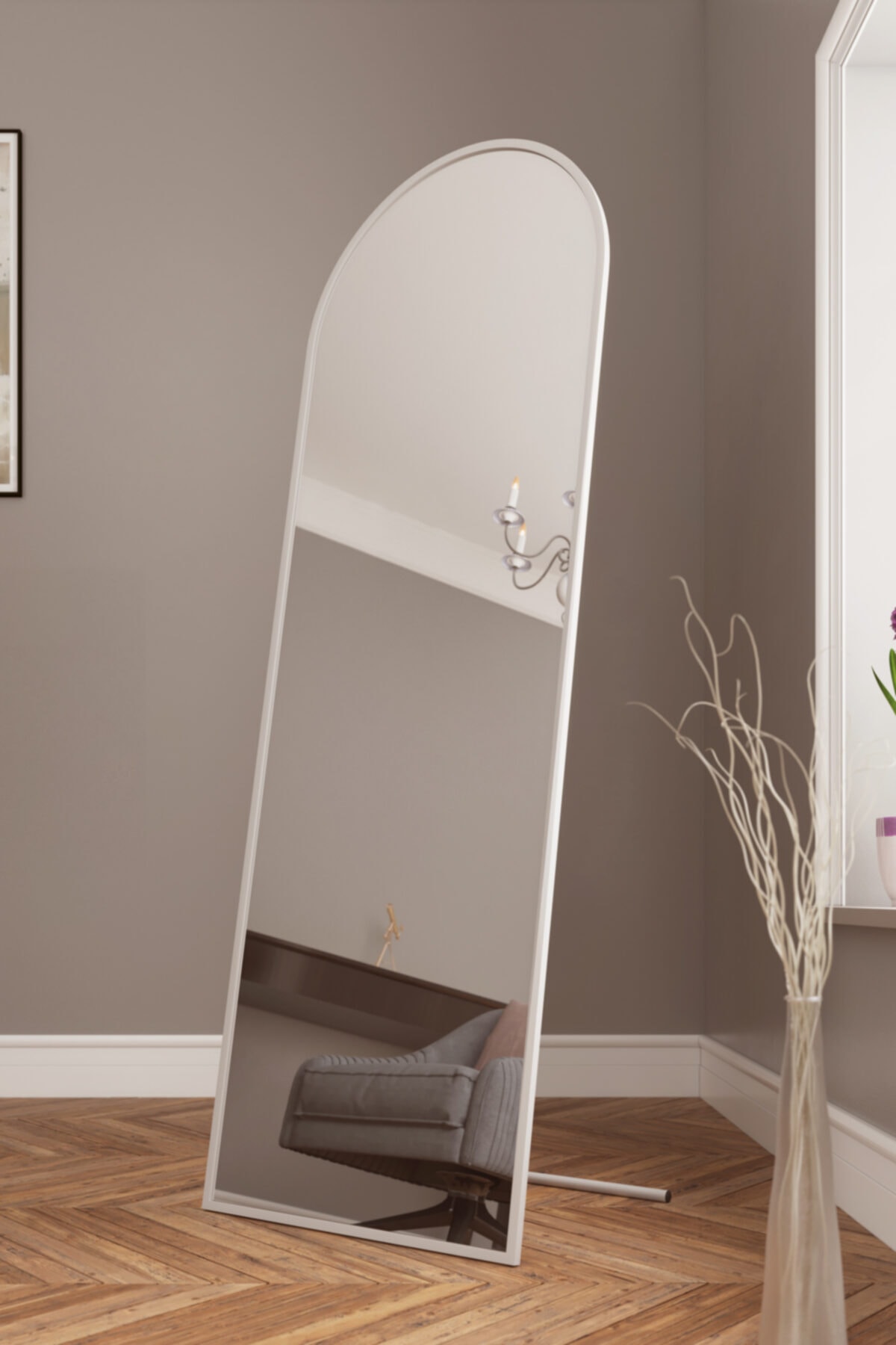 incimetal Inci Metal Desıgn 180x60 Beyaz Oval Ayaklı Ayna