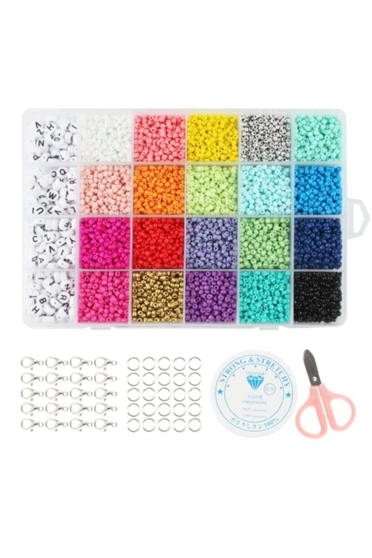 yiğit aksesuar 29 Parça Kutulu Kum Boncuk Ve Harf Boncuk Takı Yapım Seti