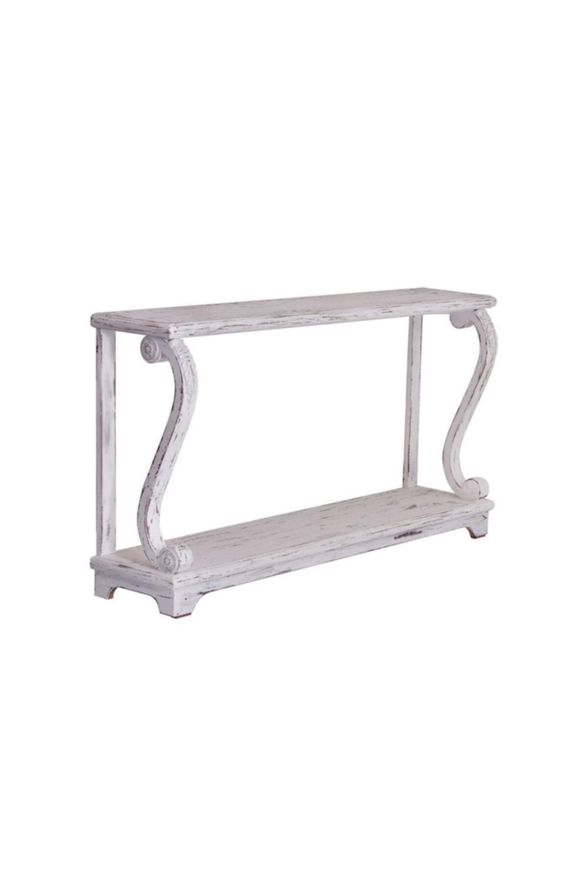 DOKU CONCEPT Beyaz Eskitme Ahşap Konsol 138cm