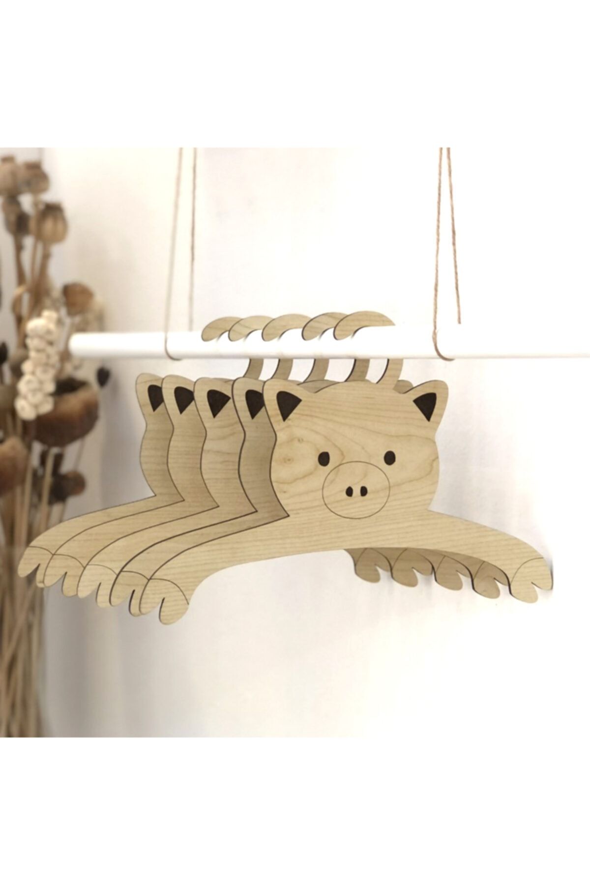 EYL Home 5li Bebek Elbise Askısı Ahşap Kıyafet Askısı
