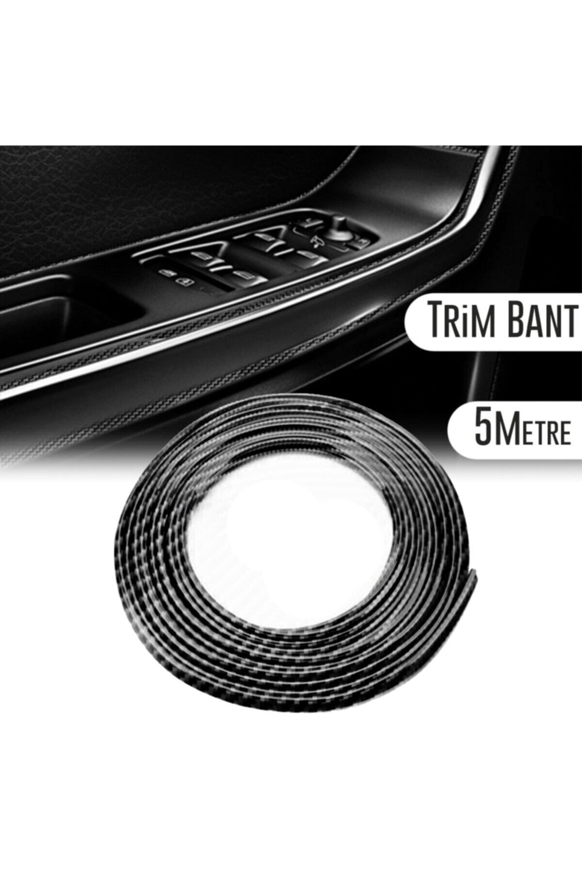 C9 Trim Oto Araç Dekorasyon Şeridi Kauçuk Elastik Kolay Kurulum 5 Metre Şerit Bant Karbon Renk