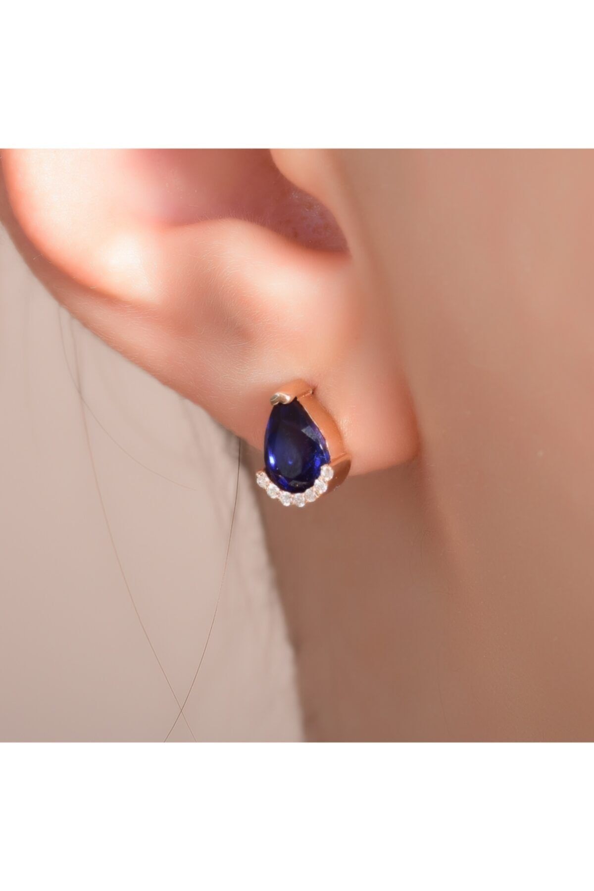 Goza Jewellery Lotus Safir Altın Küpe