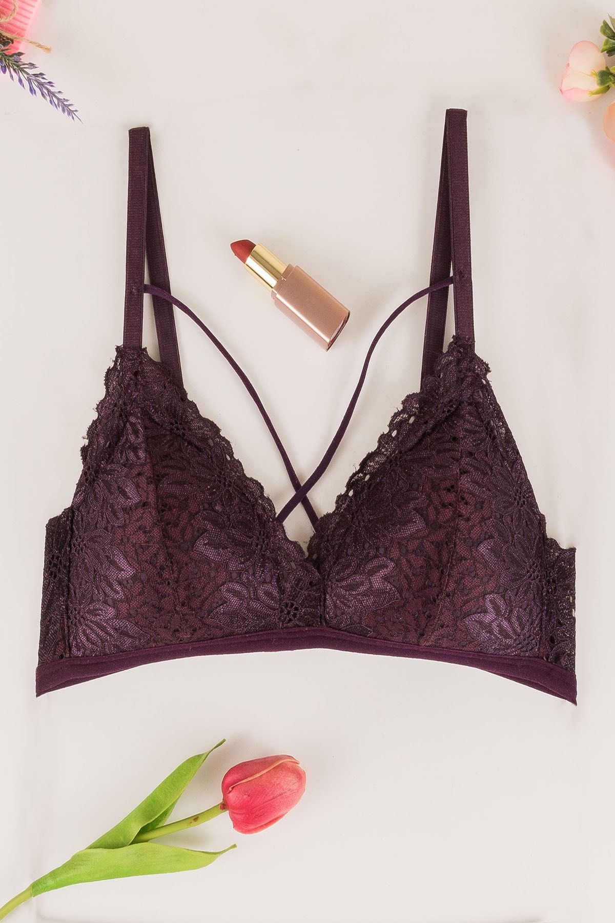 Yapıcı Underwear New Season 1210 Mor Çapraz Pedli Bralet
