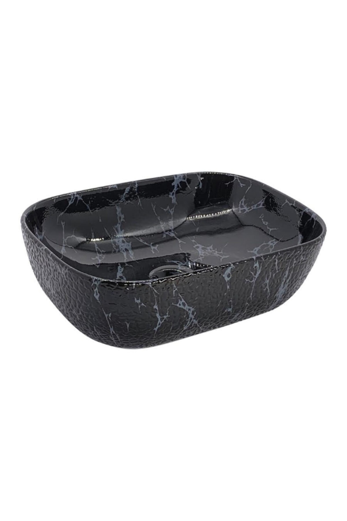 FKN Siyah Mermer Desenli Dikdörtgen Çanak Lavabo