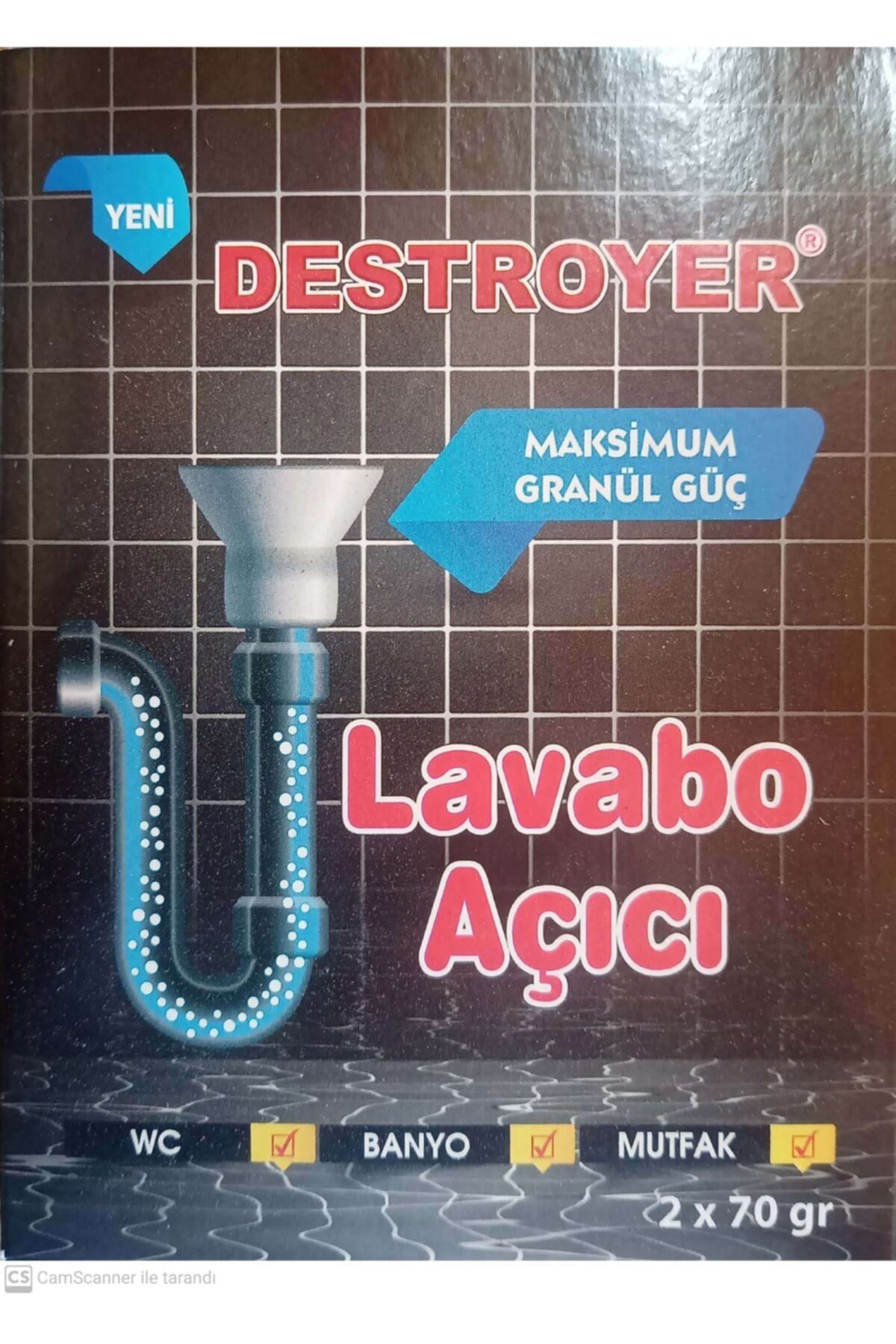 destroyer Lavabo Açıcı Toz Granül 70 Grlık 2 Paket