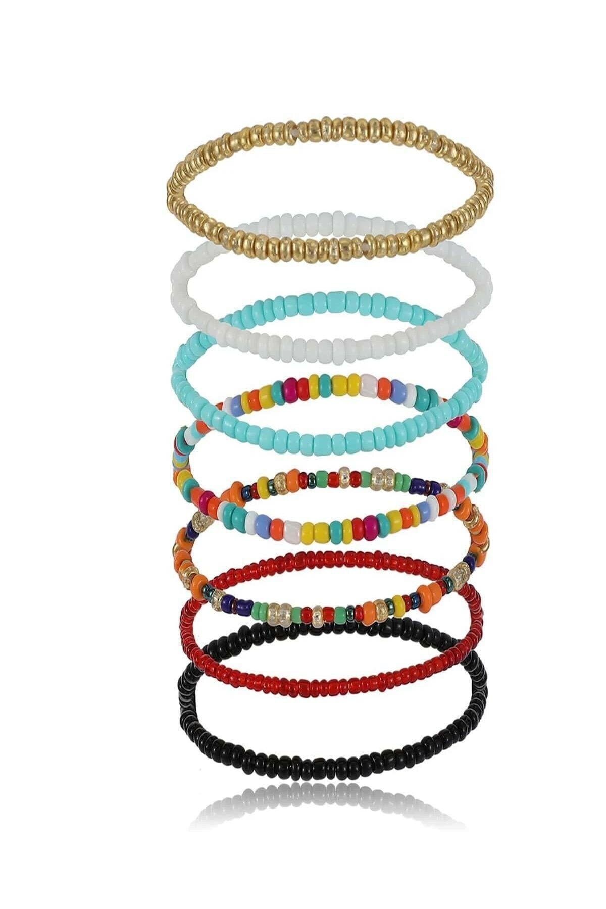 Tikatti Ayammoshop El Yapımı Gypsy Girl Boncuk Halhal Seti 7 Parça