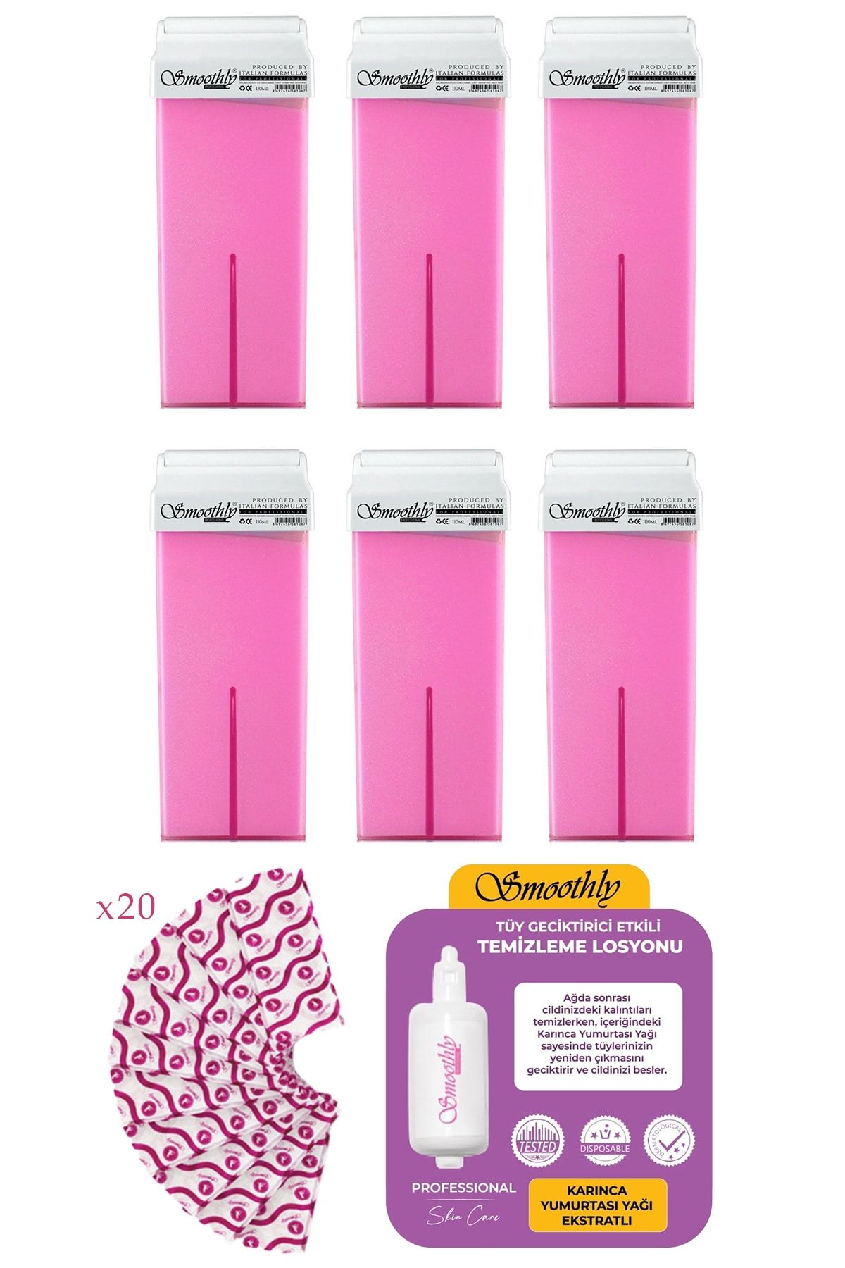 Smoothly Hassas Cilt ve Hassas Bölge Pudralı Kartuş Sir Ağda 6'lı Set 600 ml Smpudralıkartus6adet