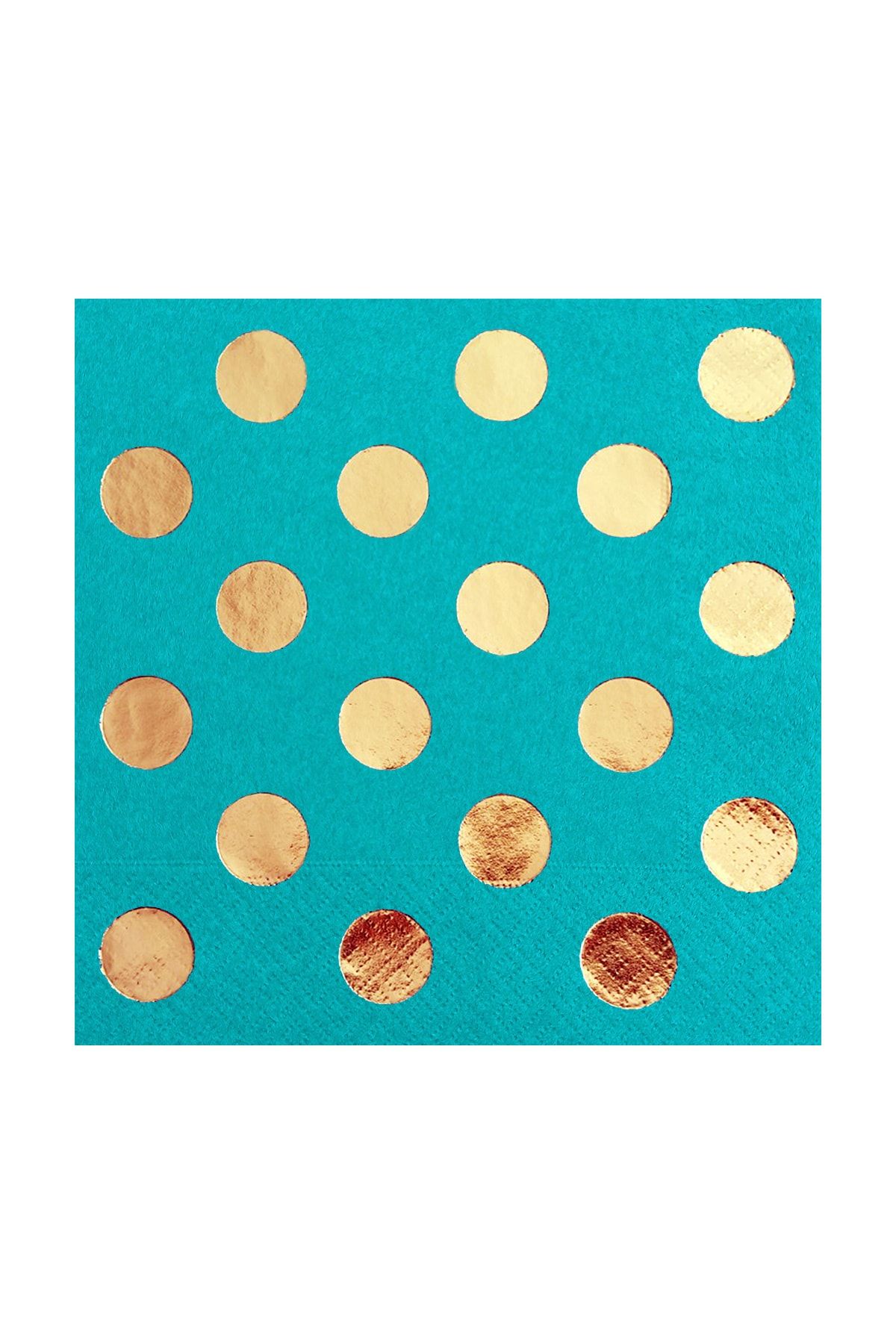 Story 33x33 Cm Altın Varak Büyük Puantiye Desenli 16'lı Turkuaz Mavi Renkli Kağıt Peçete