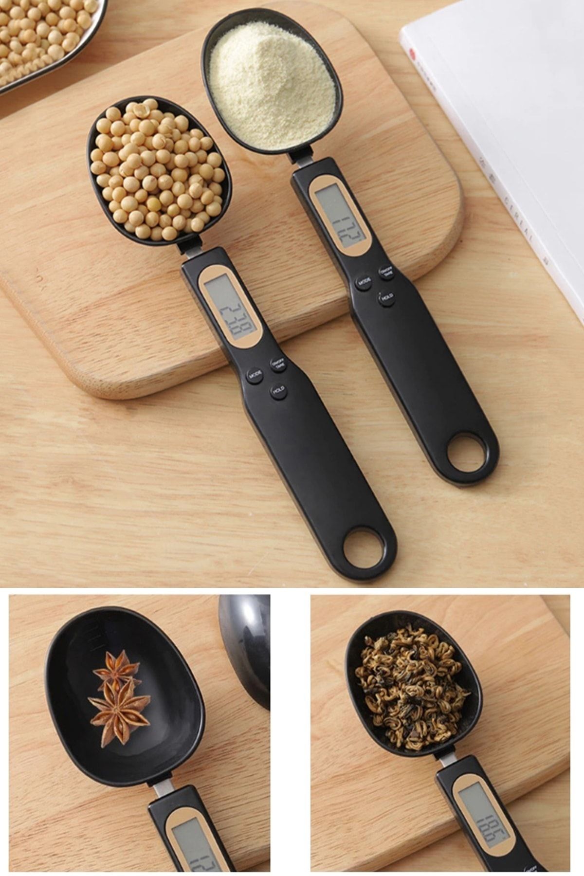 Kitchen Beauty Lcd Ekran Hassas Dijital Mutfak Ölçüm Kaşığı 500gr./0.1 Gr. Mutfak Tartısı Pilli Siyah