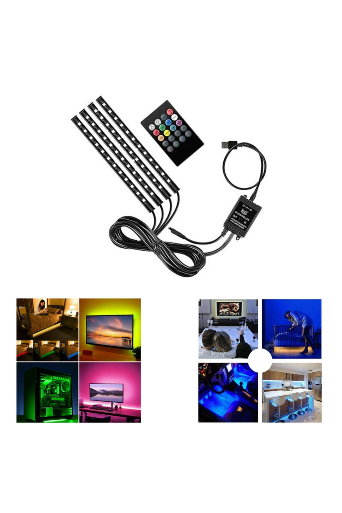 DEKOHOP Tv Arkası Aydınlatma Otomobil Ayak Altı Led Monitor Gece Ambians Lambası