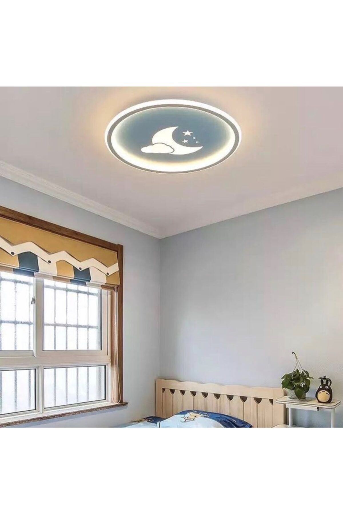 Vonalight Modern Çocuk Odası Sıva Üstü Içe / Dışa Işıklı Avize 3000k Pastel Mavi Çap.60cm