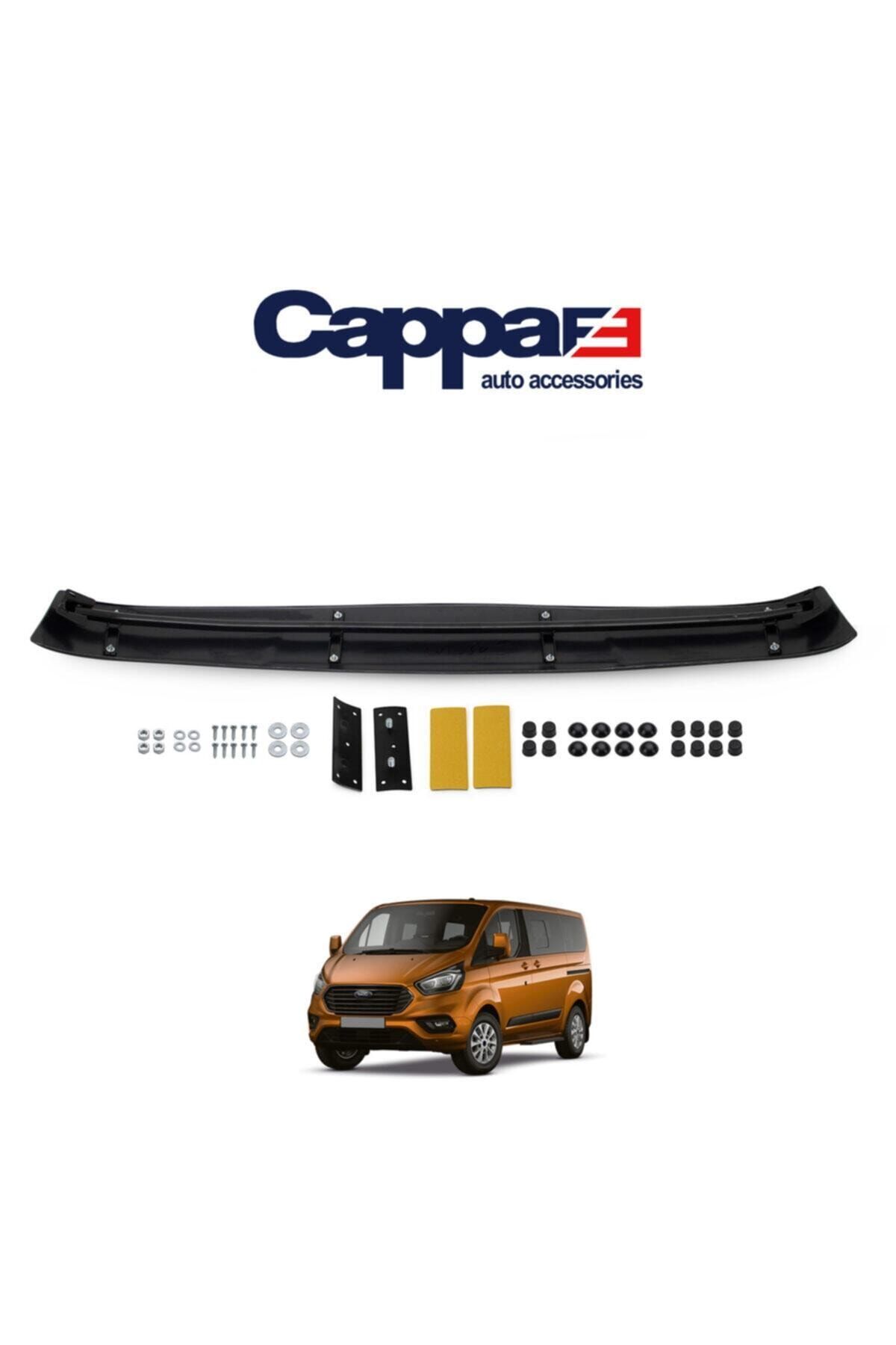 Cappafe Ford Tourneo Custom Ön Cam Güneşlik Siperlik Vizör Şapka Terek (Abs) Piano Black 2018 Üzeri