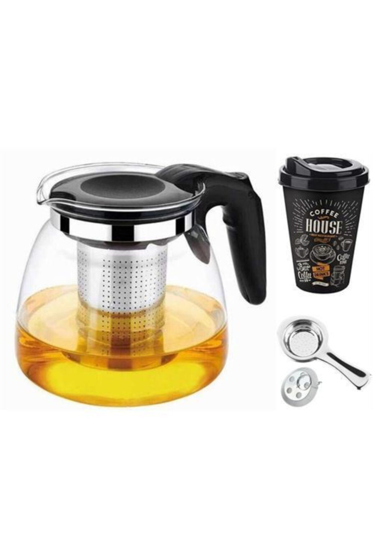 Transformacion Transformacıon 700 ml Süzgeçli French Press Cam Demlik 3 Hediyeli Set