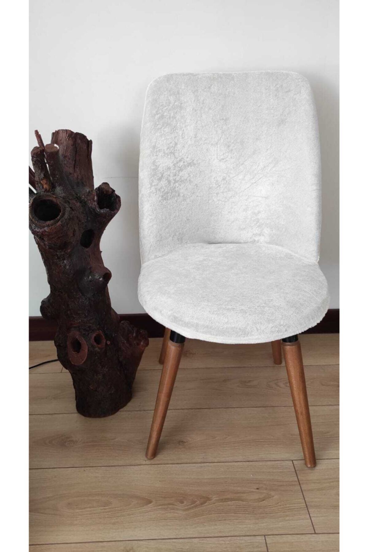 Aslan Home Kadife Oval Retro Koyu Krem Sandalye Kılıfı