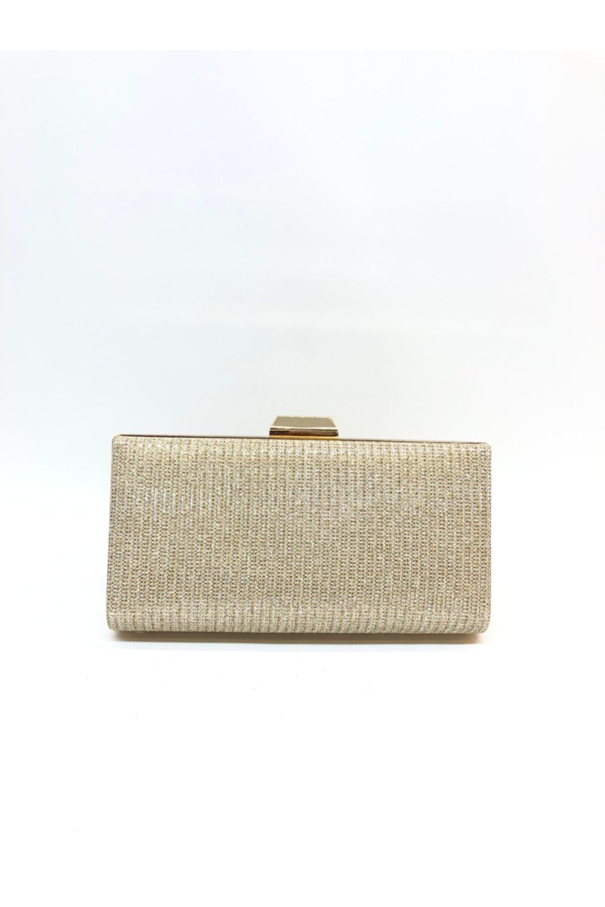 womenacs Altın Renk Çupra Desenli Kadın Abiye Portföy Clutch Gece Çantası